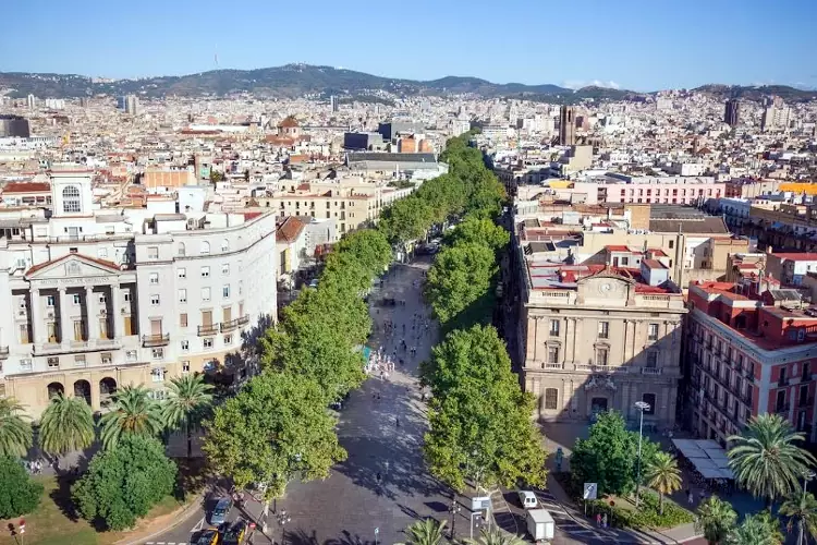 La Rambla, una delle principali strade di Barcellona.