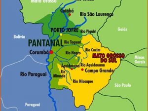 Mappa del Pantanal, tra Brasile, Paraguay e Bolivia.