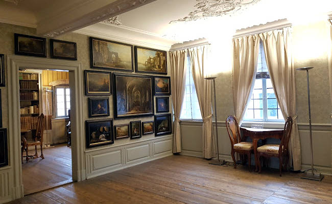 Un particolare dell'interno della Casa Museo di Goethe a Francoforte.