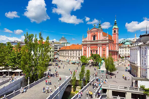 Scorcio centrale di Lubiana, la capitale della Slovenia.