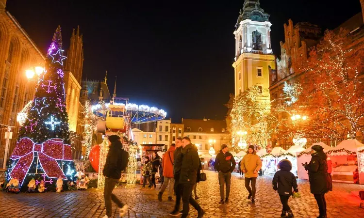 Le luminarie di Natale a Torun in Polonia.