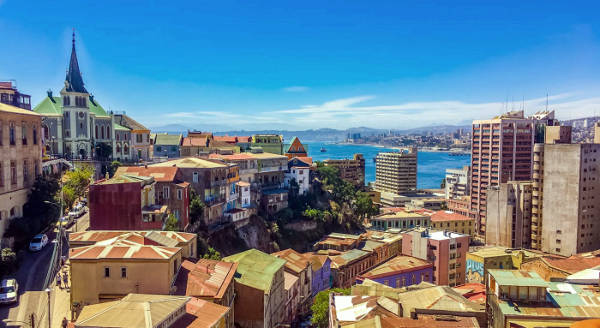 Valparaiso in Cile, sulla costa del Pacifico vicino Santiago.